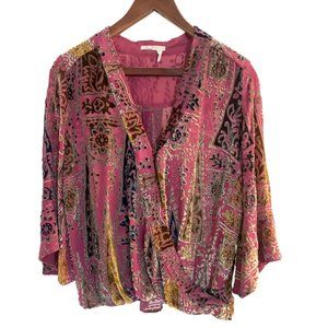 Anthropologie Velvet Embroidered Blouse